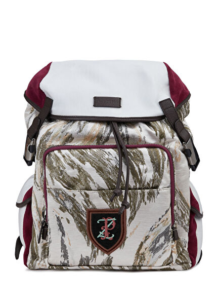 Beyaz Ağzı Büzgülü Erkek Keten Sırt Çantası