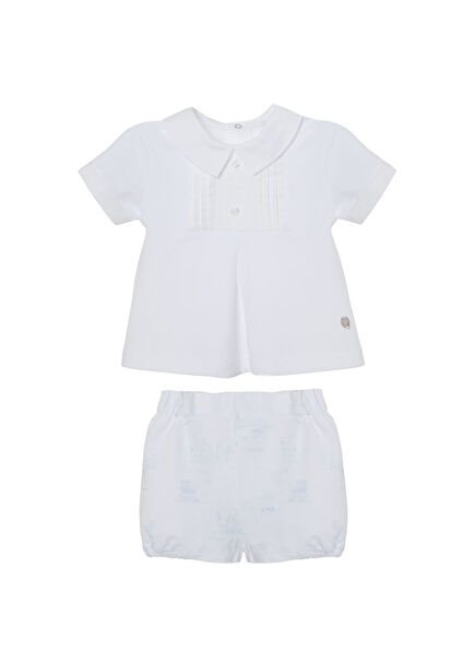 White Short Sleeve T-shirt and Shorts Baby Boy Set of 2