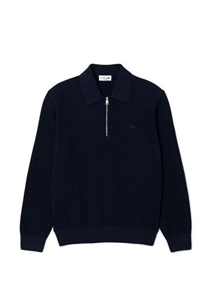 Lacivert Yarım Fermuarlı Yaka Classic Fit Erkek Kazak