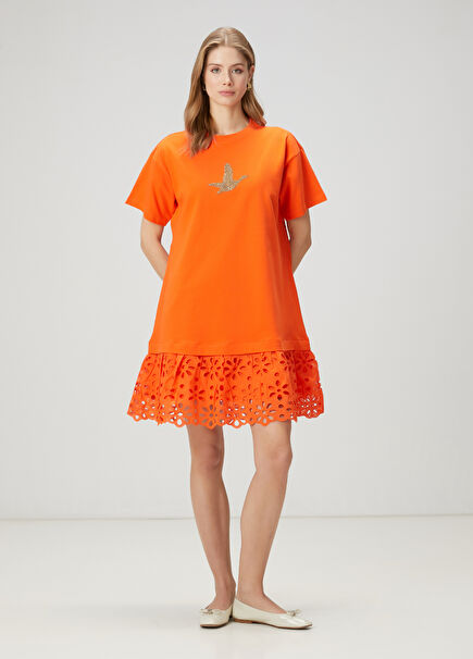 Coral Taffeta Skirt Mini Dress