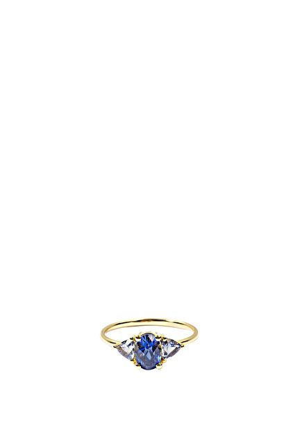 Diana Ring Blue Sapphire and Aquamarine 14K Yellow Gold Women's Gold Ring