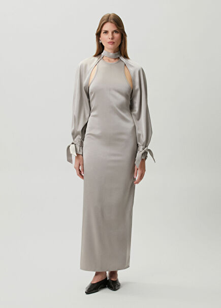 Himani Silver Bolero Detaylı Maksi Elbise