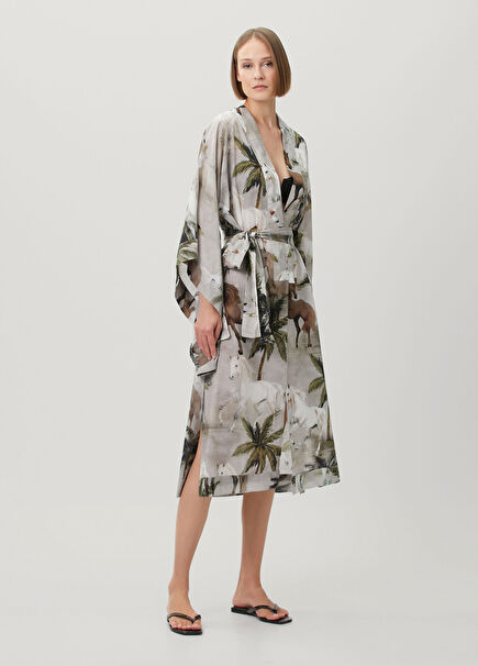Summer Grey Patterned Kaftan