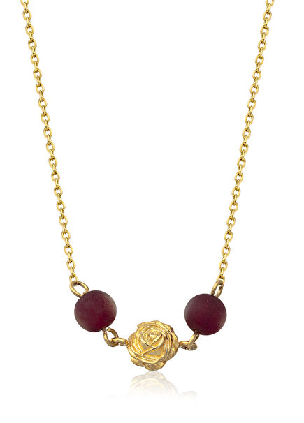 Rosie Trio 24 Ayar Altın Kaplama Yarı Değerli Taş Kadın Kolye