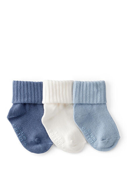Colorful Patterned Baby Boy 3-Piece Socks Set