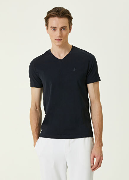 Lacivert V Yaka Basic T-shirt