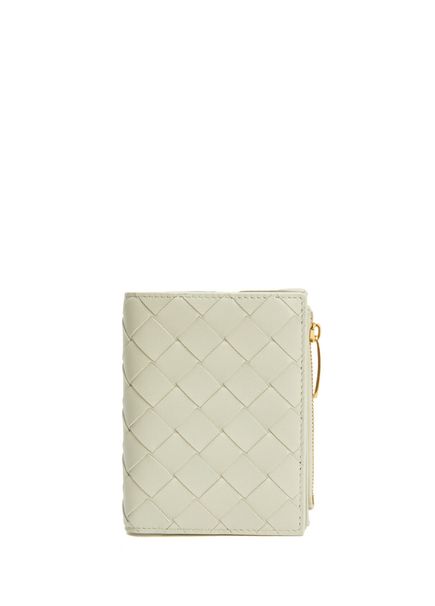Intrecciato Small Light Grey Leather Wallet