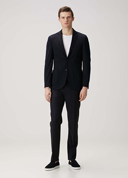 Black Waist Corded Wool Trousers