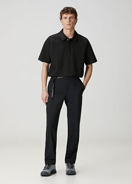 Siyah Kemer Detaylı Teknik Pantolon