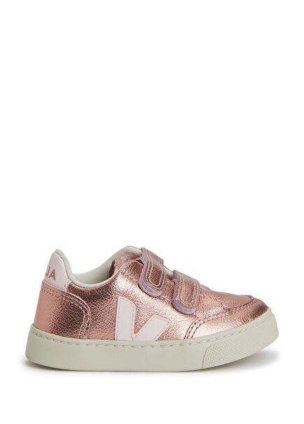 Small V-12 Chromefree Pink Kids Leather Sneakers
