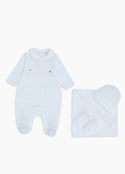 4lü Beyaz Dantel Detaylı Kız Bebek Hediye Seti