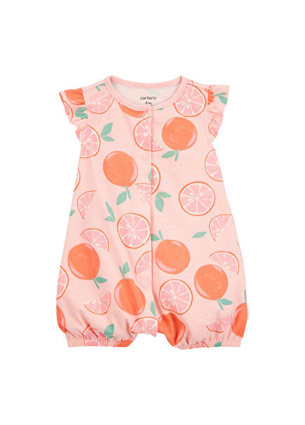 Orange Baby Girl Short Jumpsuit