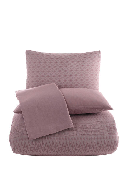 Janna Patterned Pink Cotton Double Duvet Cover Set