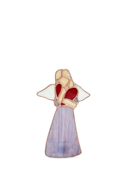 Lilac Angel Shaped Glass Candle Holder