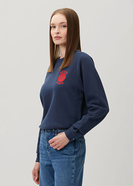 Mavi Siyah Logo Nakışlı Sweatshirt