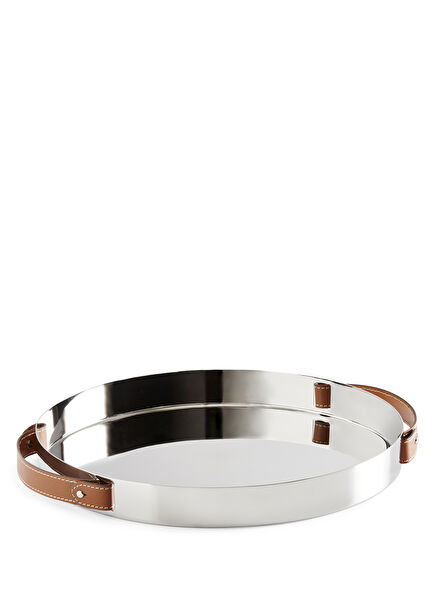 Wyatt Yuvarlak Formlu Deri Dekorlu Tepsi