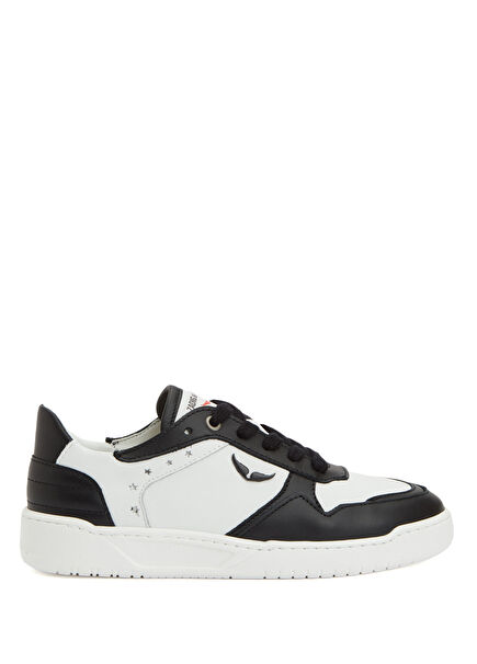 Siyah Beyaz Unisex Deri Sneaker