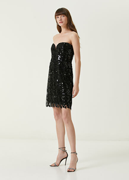 Nelly Black Embroidered Midi Cocktail Dress