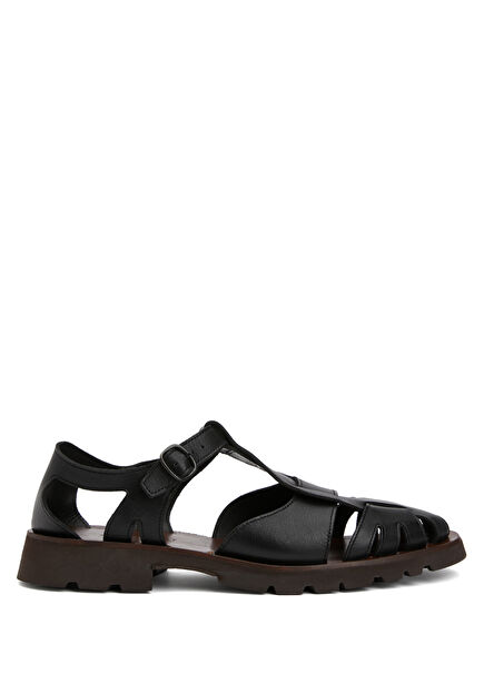 Pesca Black Men's Leather Sandals