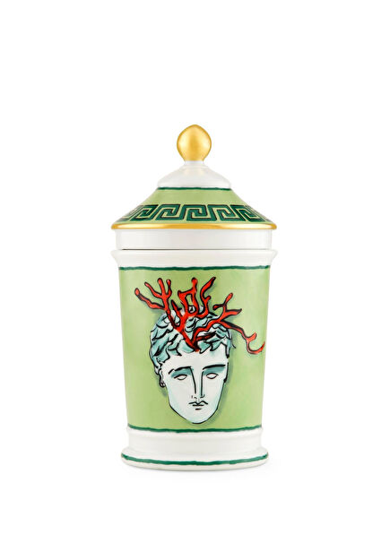 Il Viaggio di Nettuno Moss Patterned Vase with Green Porcelain Lid