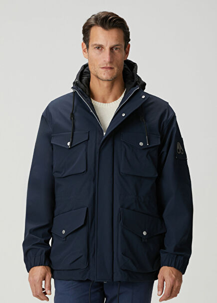 Lacivert Kapüşonlu Mont