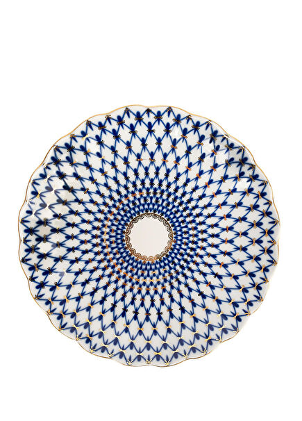 Cobalt Net Mavi Porselen Kek Tabağı 23 cm