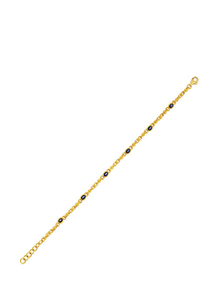 24K Gold Women's Chain Bracelet with Sapphire Stone