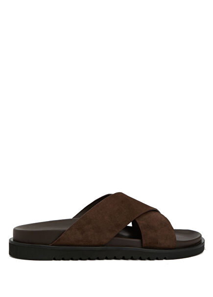 Brown Mens Leather Slippers