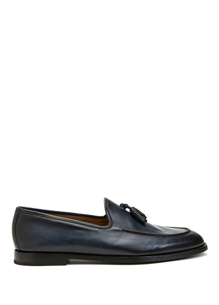 Navy Blue Mens Leather Loafer