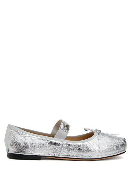 Jolie Silver Leather Ballet Flats