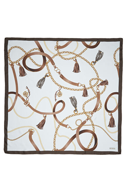 Blue Patterned Silk Scarf