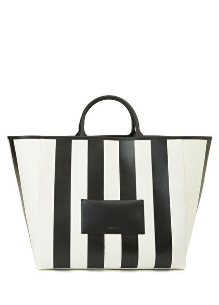 Black White Women's Large Canvas Beach Bag