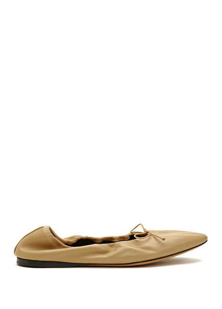 Beige Leather Ballet Flats
