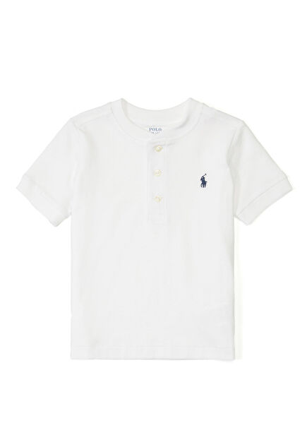 Beyaz Logo Nakışlı Erkek Çocuk T-shirt