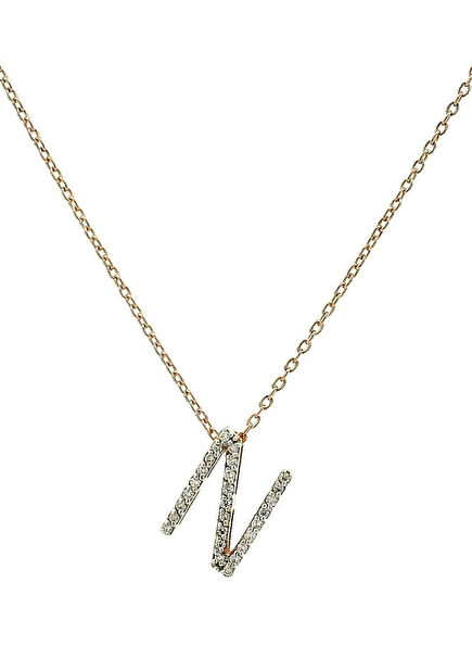 İnitials Diamonds Women's Gold Necklace