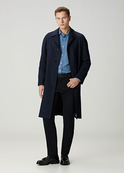Navy Blue Wool Coat
