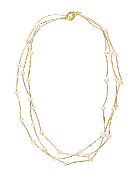 Love Spiral Pearl Studded 22 Carat Gold Plated Women's Necklace