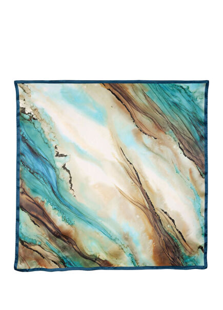 Breeze Marble Desenli İpek Saten Kadın Eşarp