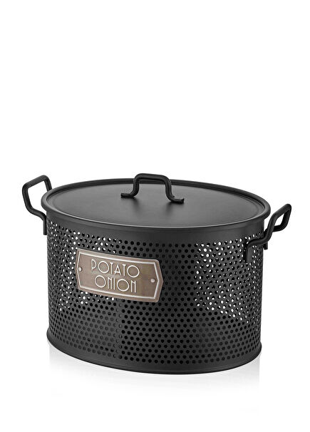 Siyah Galvaniz 2 Bölmeli Patates ve Soğan Saklama Kabı