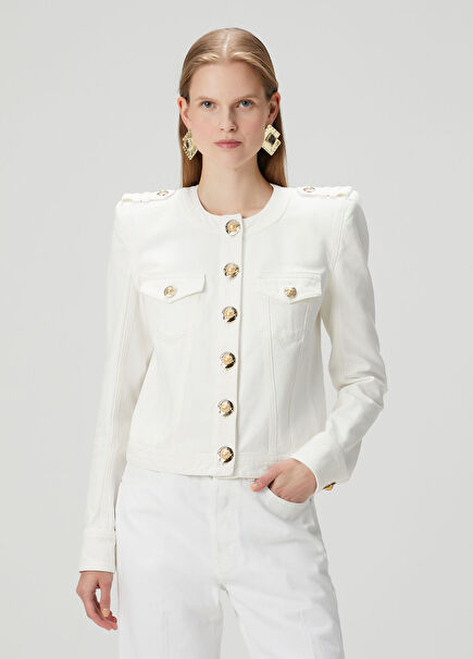 Kırık Beyaz Kanvas Ceket