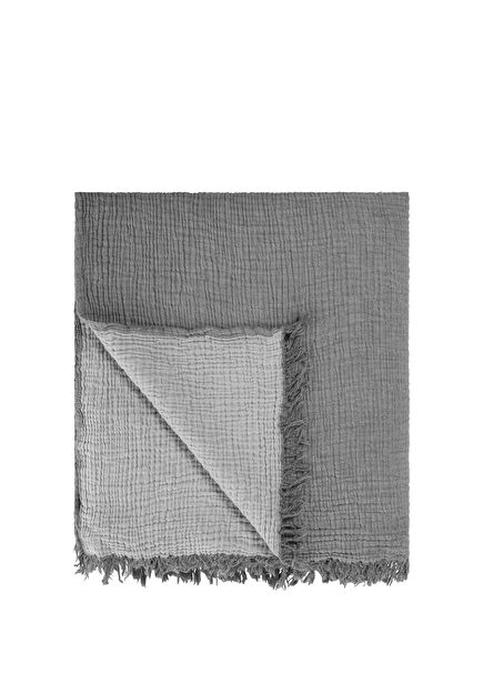 Cocoon Koyu Gri Pamuklu 4 Katlı Müslin Yatak Örtüsü Pike 200 x 220 cm