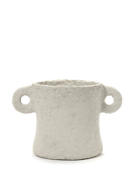 Pot White Earth Kırık Beyaz Seramik Vazo 23 cm