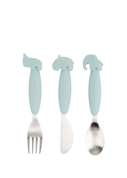 Deer Friends Blue Steel Kids Fork, Spoon and Knife Set