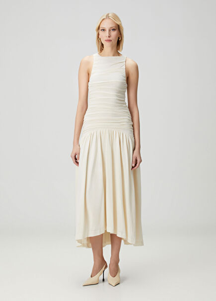 Evidente Off-White Midi Dress
