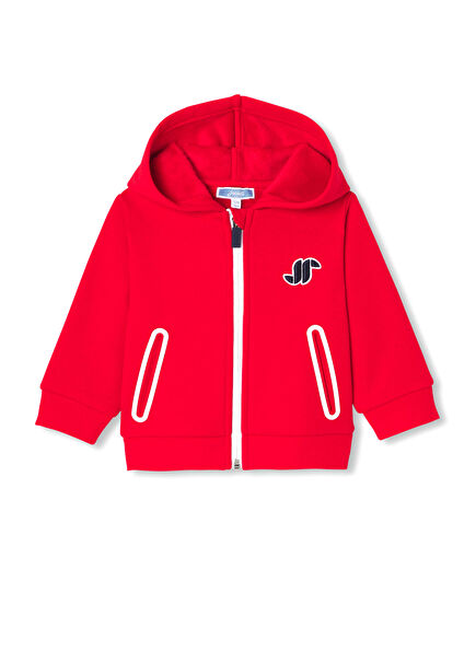 Red Fleece Zipper Hooded Baby Boy Sweatshirt