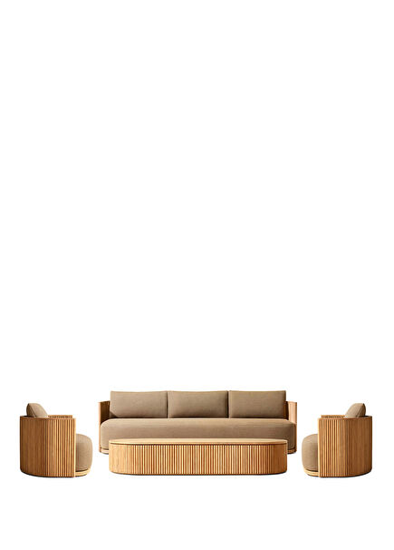 Hare Ahşap Bahçe Oturma Grubu