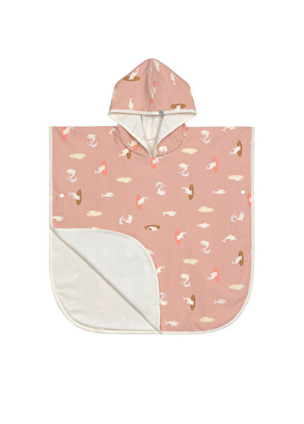 Dolphin Peach UV Korumalı Kız Çocuk Plaj Panço