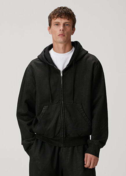 Siyah Kapüşonlu Sweatshirt