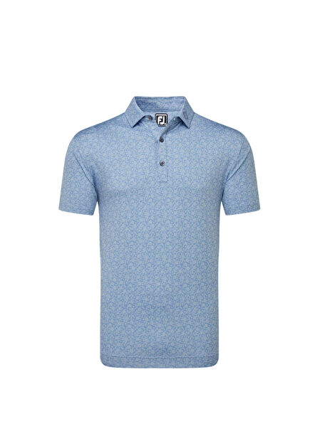 FootJoy Çiçek Baskılı Polo Yaka Golf T-Shirt Mavi 81618
