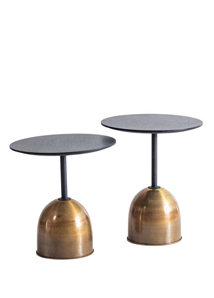 Astana Black Brass Leg Wooden Double Side Table